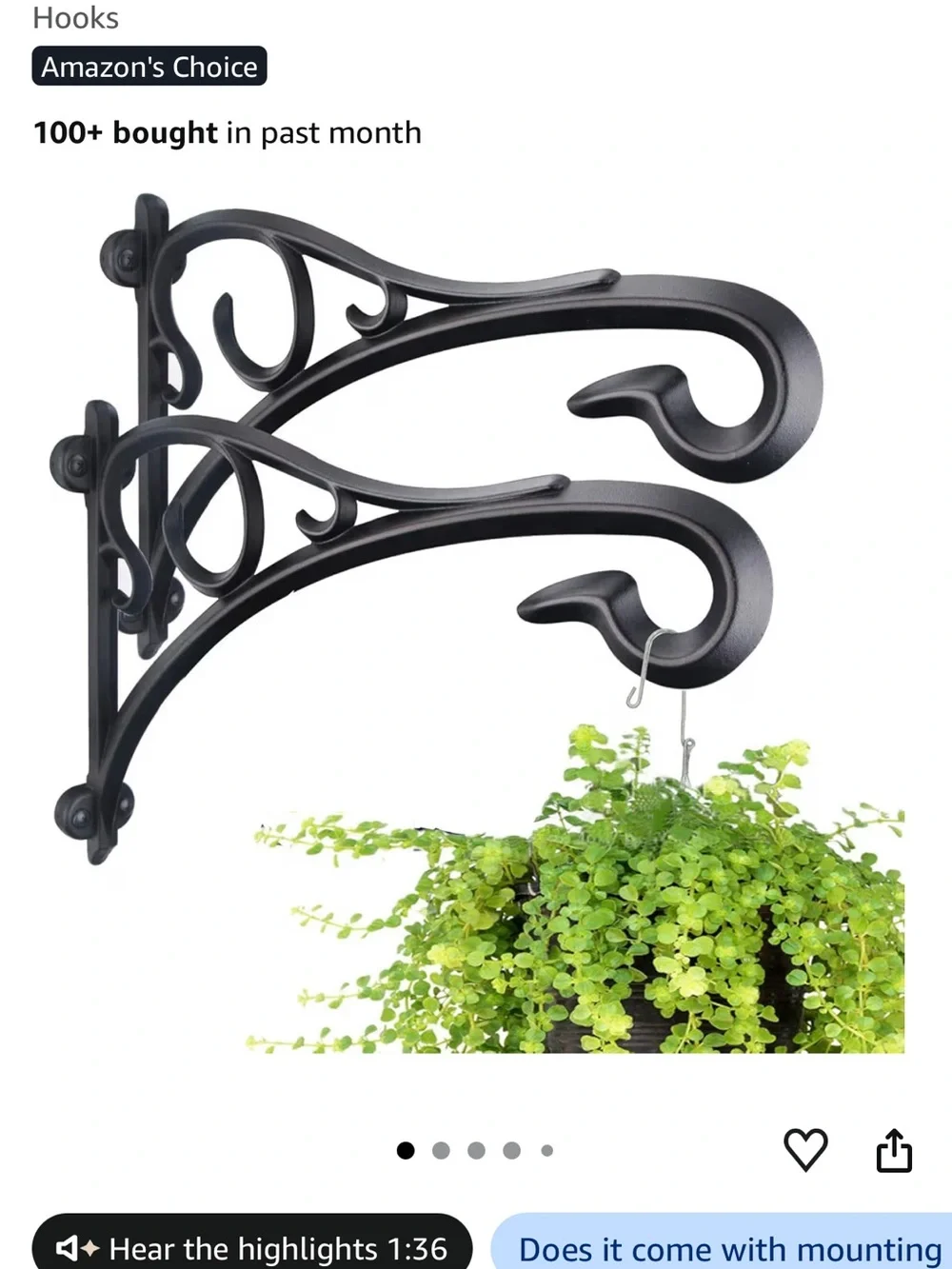 Black Decorative Metal Wall Bracket - Elegant Scroll Design